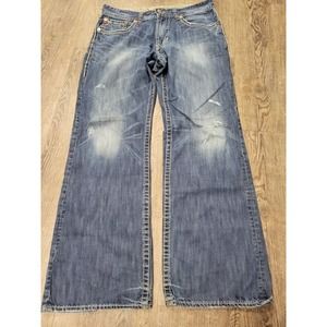 BIG STAR Buckle Voyager Jeans Size 34x32 Mens Loose Thick Stitch Med Wash